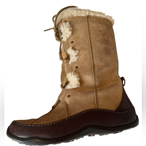 The North Face Tan and Brown Winter Boots with Fur Trim Size 6.5 - Picture 8 of 16